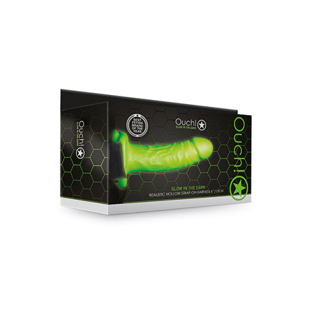 Ouch! Glow in the Dark Realistic 6 in. Hollow Strap-On Neon Green-Pinkfoxxx