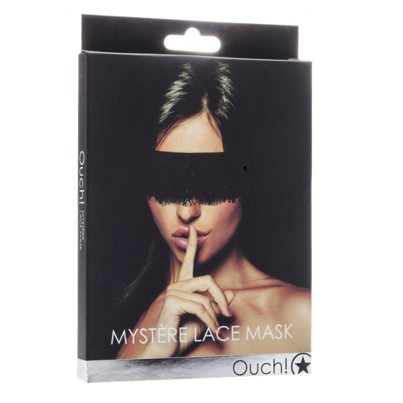 Ouch! Myst???re Lace Mask Blindfold Black-Pinkfoxxx