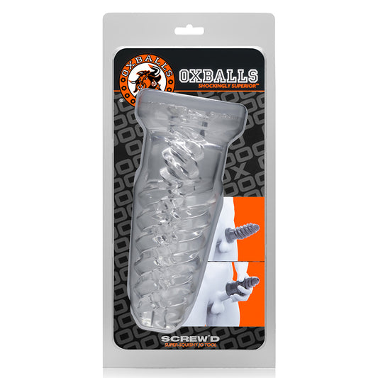 OxBalls Screw'D, Super Squish Corkscrew Jackoff Toy, Clear-Pinkfoxxx
