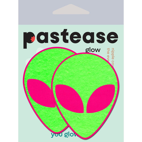 PASTEASE NEON GLOWING GREEN ALIEN ON NEON PINK - PASALNNPK