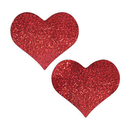 PASTEASE HEART GLITTER RED FULLER COVERAGE - PASCHRTGLTRD