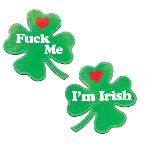 PASTEASE CLOVER 'FUCK ME IM IRISH' NIPPLE PASTIES - PASCLVFME
