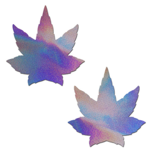 PASTEASE INDICA POT LEAF SILVER HOLOGRAPHIC PASTIES - PASLFIHOLSL