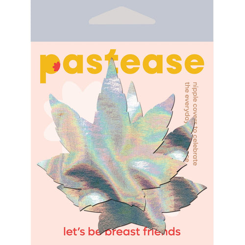 PASTEASE INDICA POT LEAF SILVER HOLOGRAPHIC PASTIES - PASLFIHOLSL