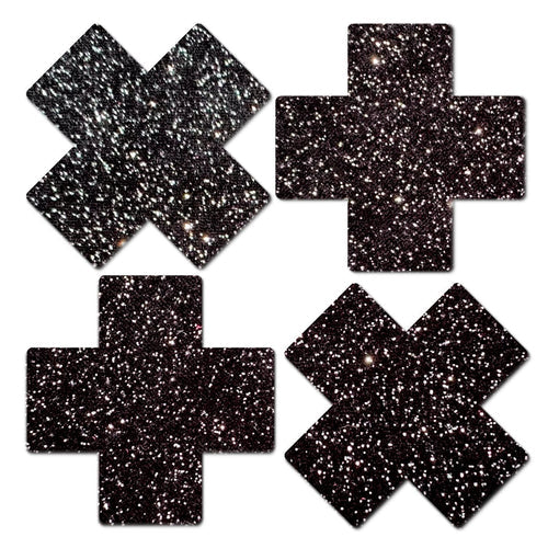 PETITES PLUS X :SMALL SPARKLE BLACK PLUS NIPPLE PASTIES - PASPETPLSSPRBK