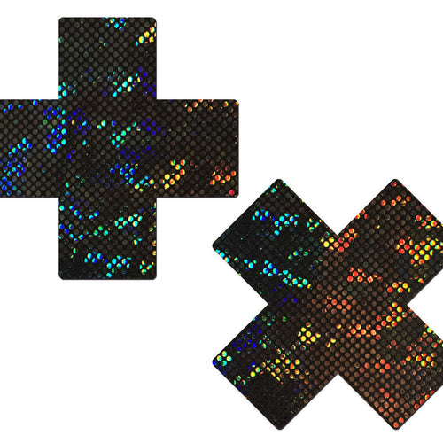 PASTEASE SHATTERED GLASS DISCO BALL GLITTER BLACK CROSS - PASPLSDISBK