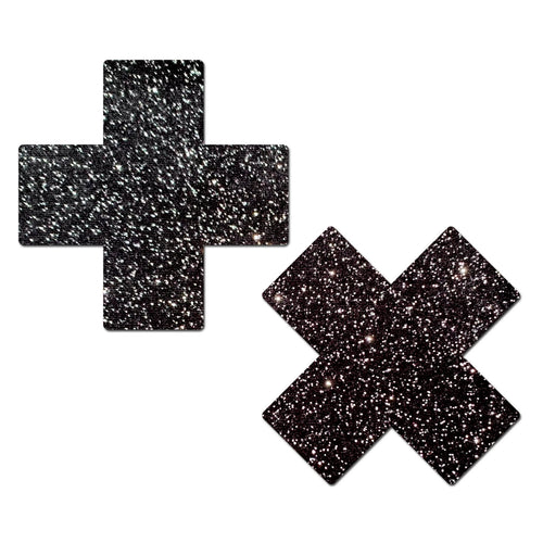 PLUS X SPARKLE BLACK PLUS NIPPLE PASTIES - PASPLSSPRBK