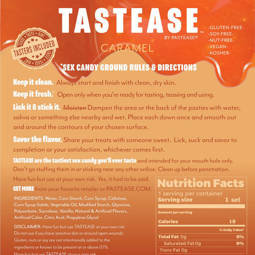 TASTEASE CARAMEL EDIBLE NIPPLE PASTIES & PECKER WRAPS - PASTTSCAR