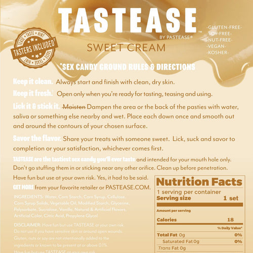TASTEASE SWEET CREAM EDIBLE NIPPLE PASTIES & PECKER WRAPS - PASTTSSC