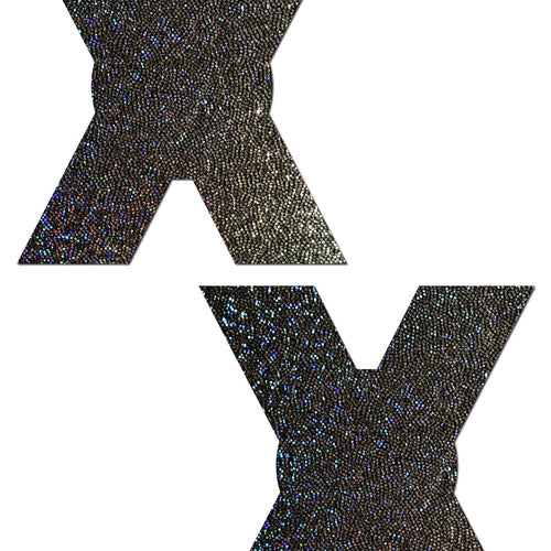 PASTEASE X BLACK GLITTER NIPPLE PASTIES - PASXGLTBK