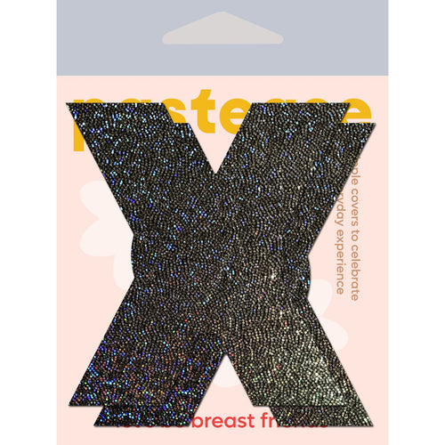 PASTEASE X BLACK GLITTER NIPPLE PASTIES - PASXGLTBK