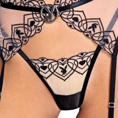 PBLI108 - Playboy Bunny Kiss 3-Piece Garter Short Set