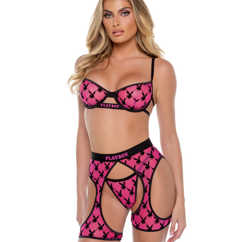 PBLI160 - Playboy Flocked Bunny Chaps
