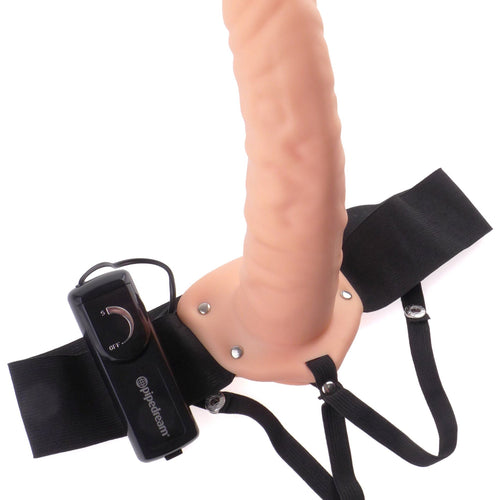 FETISH FANTASY 8IN HOLLOW STRAP ON FLESH VIBRATING - PD336121