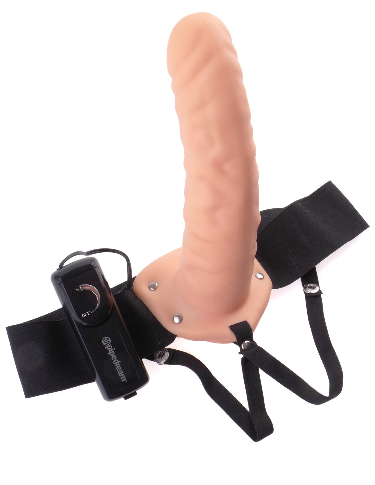 FETISH FANTASY 8IN HOLLOW STRAP ON FLESH VIBRATING - PD336121