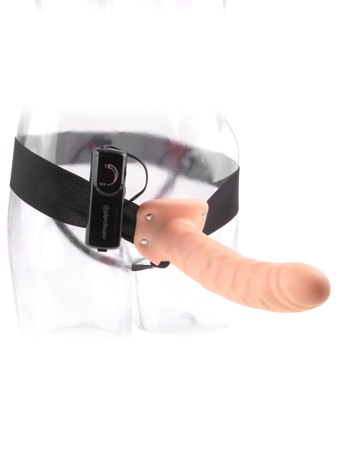 FETISH FANTASY 8IN HOLLOW STRAP ON FLESH VIBRATING - PD336121