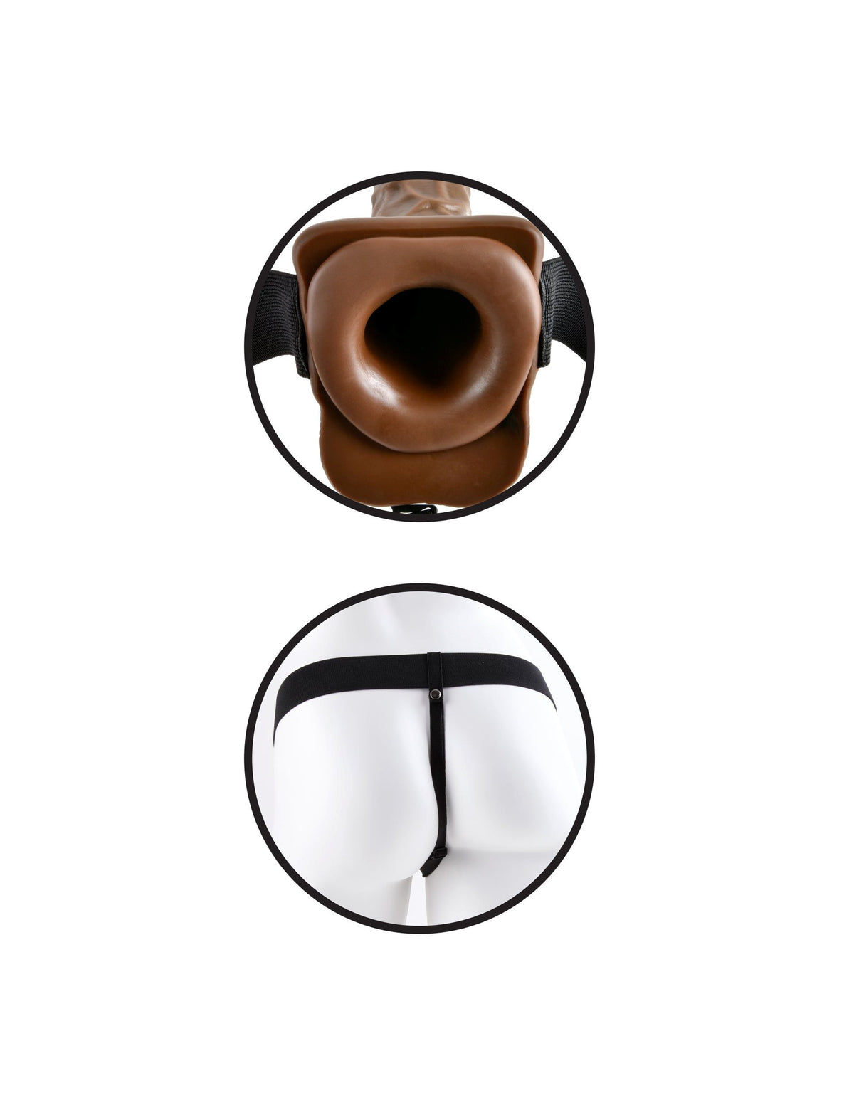 FETISH FANTASY 7 HOLLOW STRAP ON W/BALLS BROWN " - PD337329