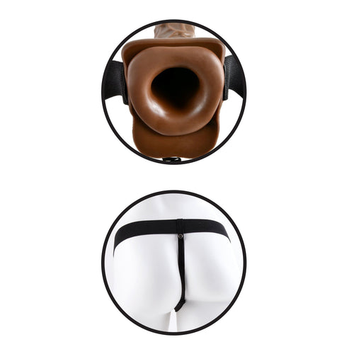 FETISH FANTASY 7 HOLLOW STRAP ON W/BALLS BROWN " - PD337329
