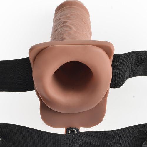 FETISH FANTASY 7 IN HOLLOW RECHARGEABLE STRAP-ON REMOTE TAN - PD339122