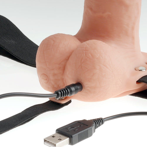 FETISH FANTASY 7 IN HOLLOW RECHARGEABLE STRAP-ON W/ BALLS - PD339121