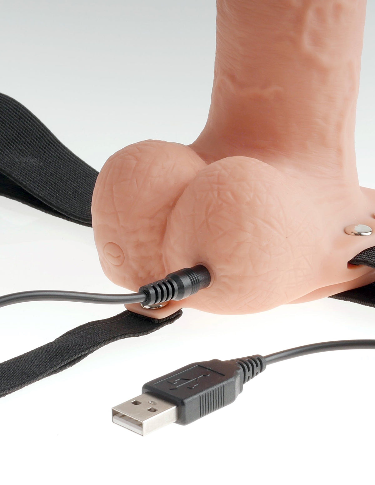 FETISH FANTASY 7 IN HOLLOW RECHARGEABLE STRAP-ON W/ BALLS - PD339121
