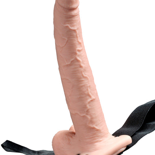 FETISH FANTASY 9 IN HOLLOW RECHARGEABLE STRAP-ON W/ BALLS - PD339221