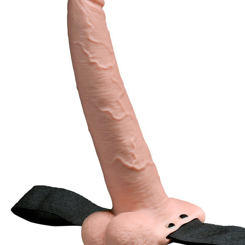 FETISH FANTASY 9 IN HOLLOW RECHARGEABLE STRAP-ON W/ BALLS - PD339221