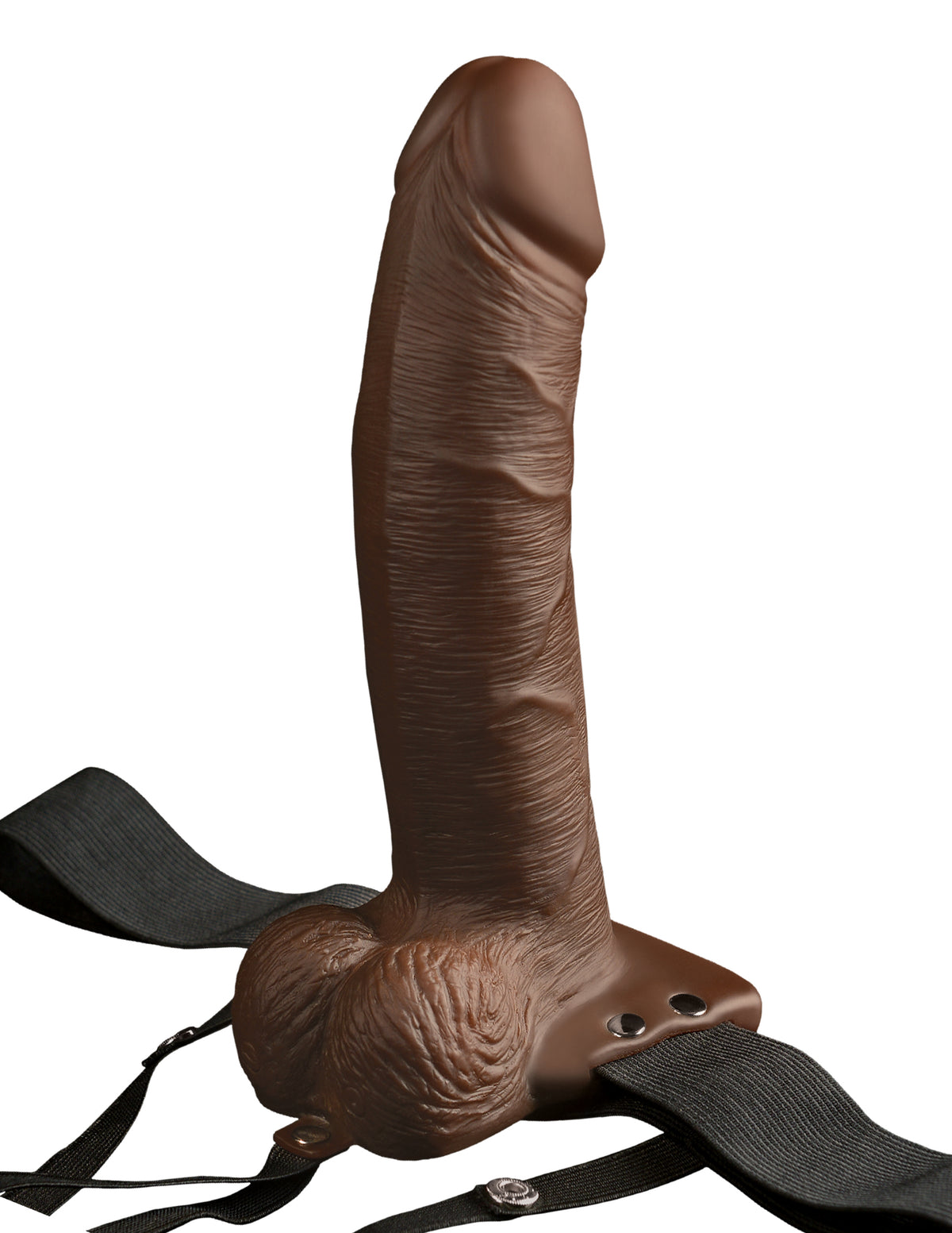 FETISH FANTASY 8 IN HOLLOW RECHARGEABLE STRAP-ON REMOTE BROWN - PD339429