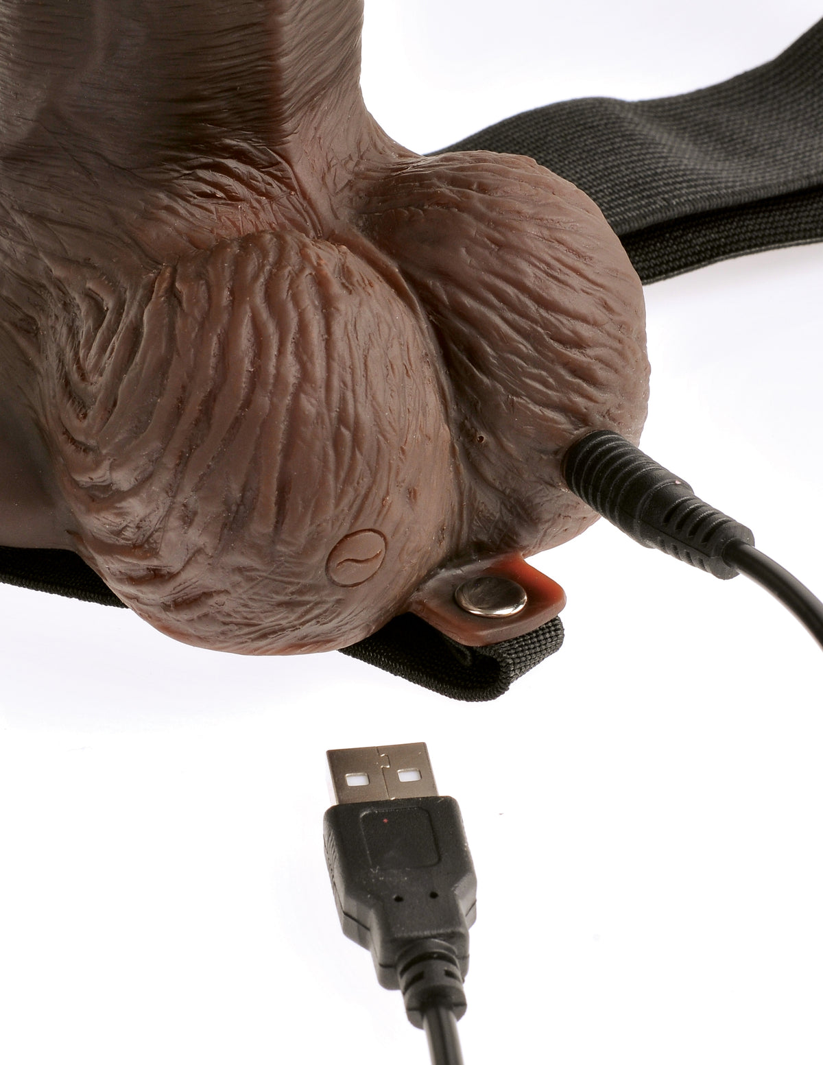 FETISH FANTASY 8 IN HOLLOW RECHARGEABLE STRAP-ON REMOTE BROWN - PD339429