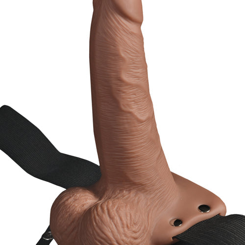 FETISH FANTASY 6 IN HOLLOW RECHARGEABLE STRAP-ON TAN - PD339522