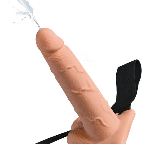 FETISH FANTASY 7.5 IN HOLLOW SQUIRTING STRAP-ON W/ BALLS FLESH - PD339721