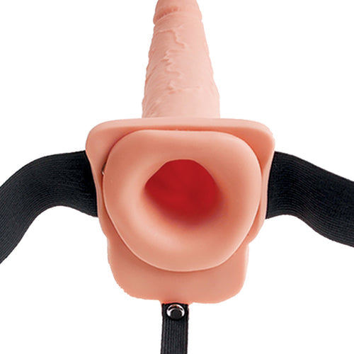FETISH FANTASY 7.5 IN HOLLOW SQUIRTING STRAP-ON W/ BALLS FLESH - PD339721