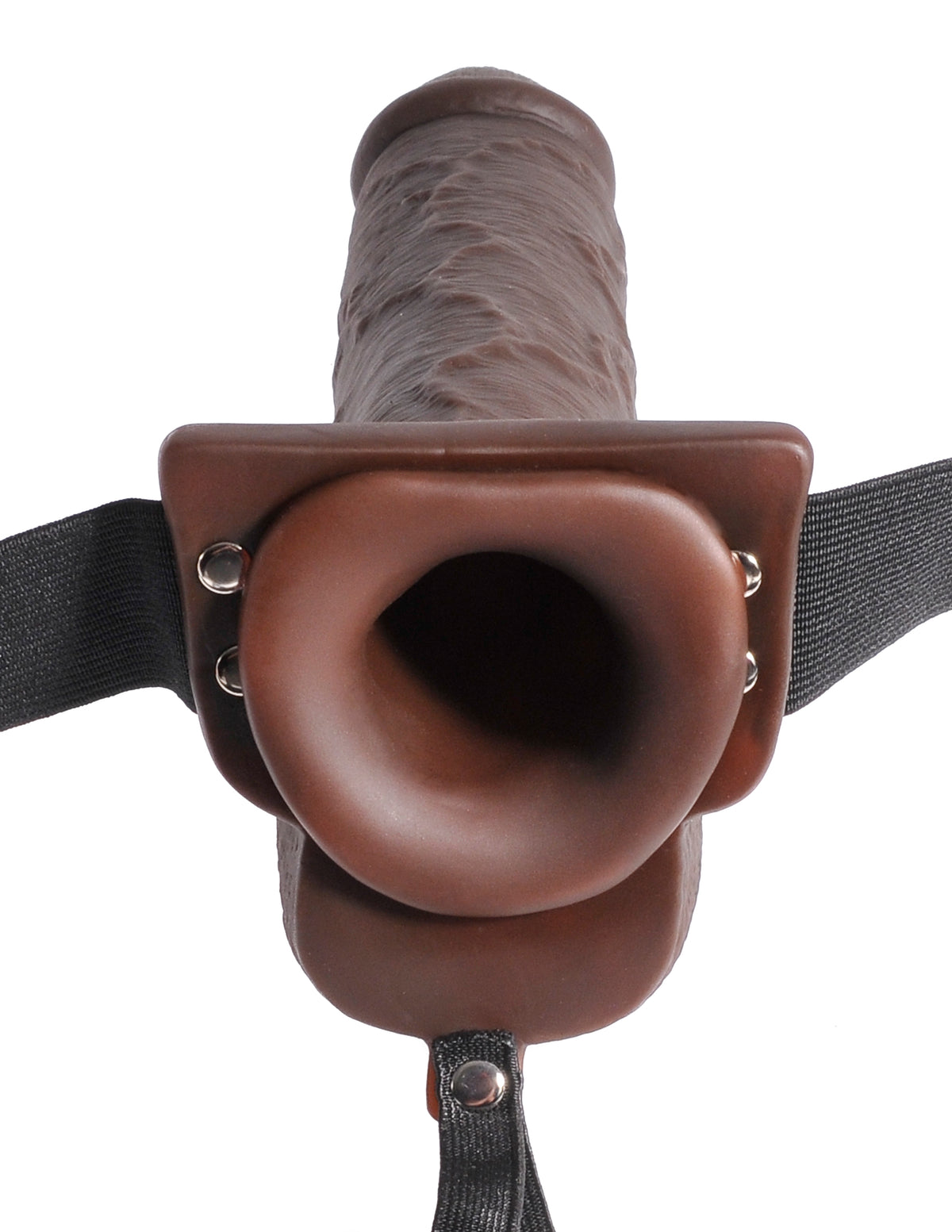 FETISH FANTASY 9 IN HOLLOW SQUIRTING STRAP-ON W/ BALLS BROWN - PD339829