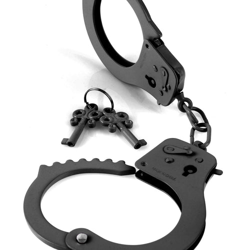 FETISH FANTASY DESIGNER BLACK METAL HANDCUFFS