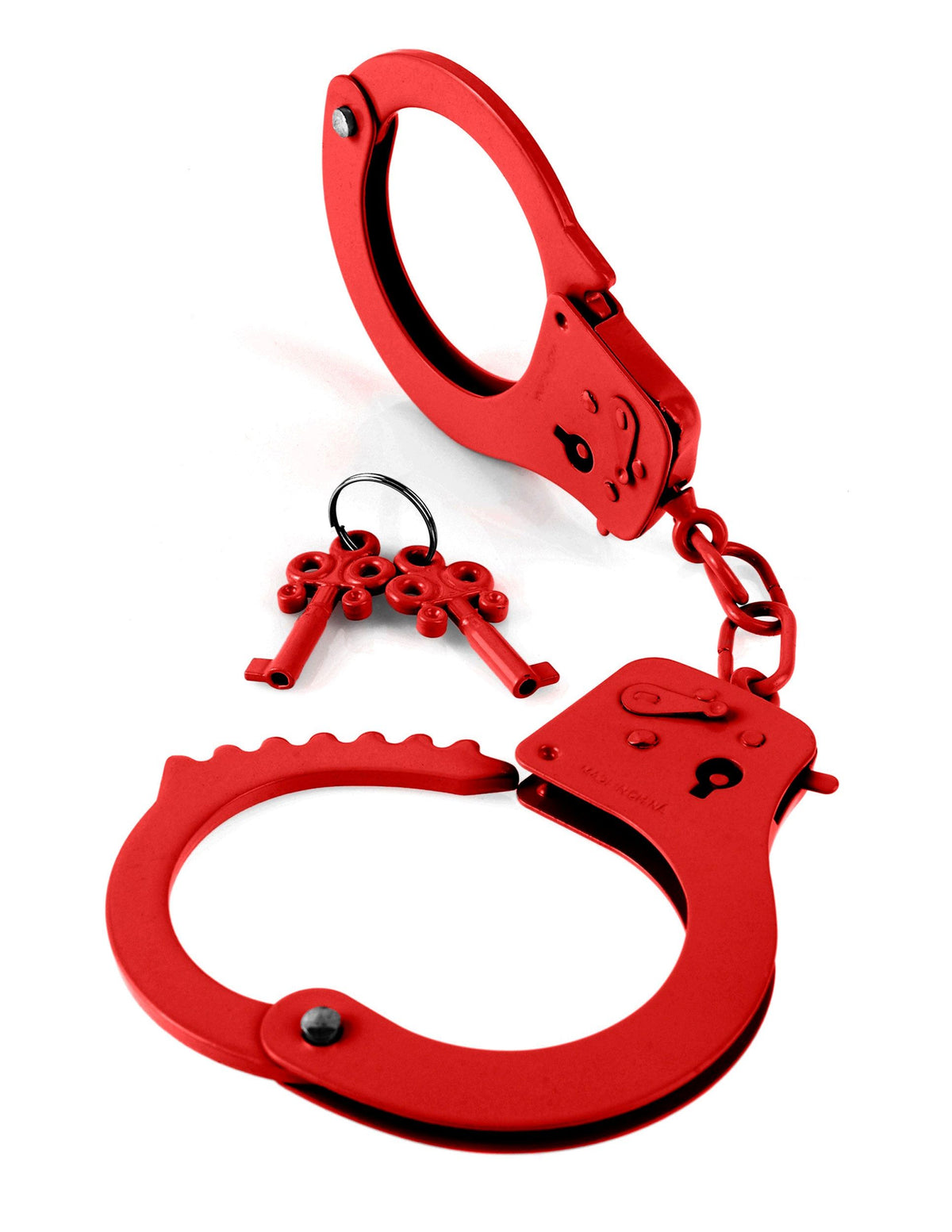FETISH FANTASY DESIGNER RED METAL HANDCUFFS