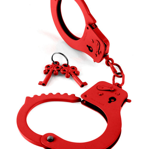 FETISH FANTASY DESIGNER RED METAL HANDCUFFS