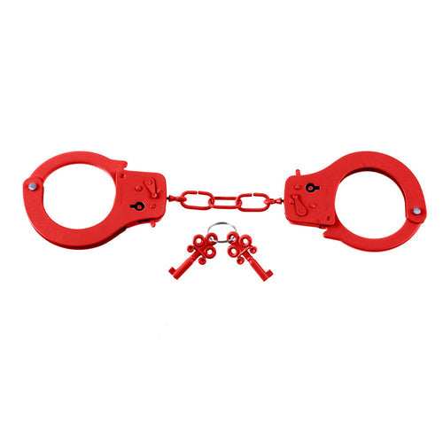 FETISH FANTASY DESIGNER RED METAL HANDCUFFS