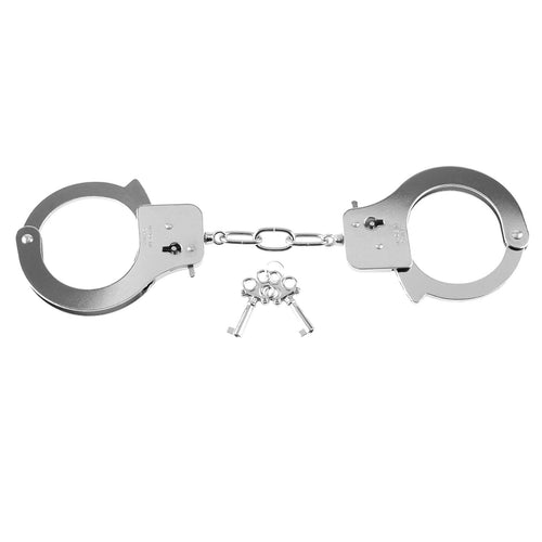 FETISH FANTASY DESIGNER SILVER METAL HANDCUFFS