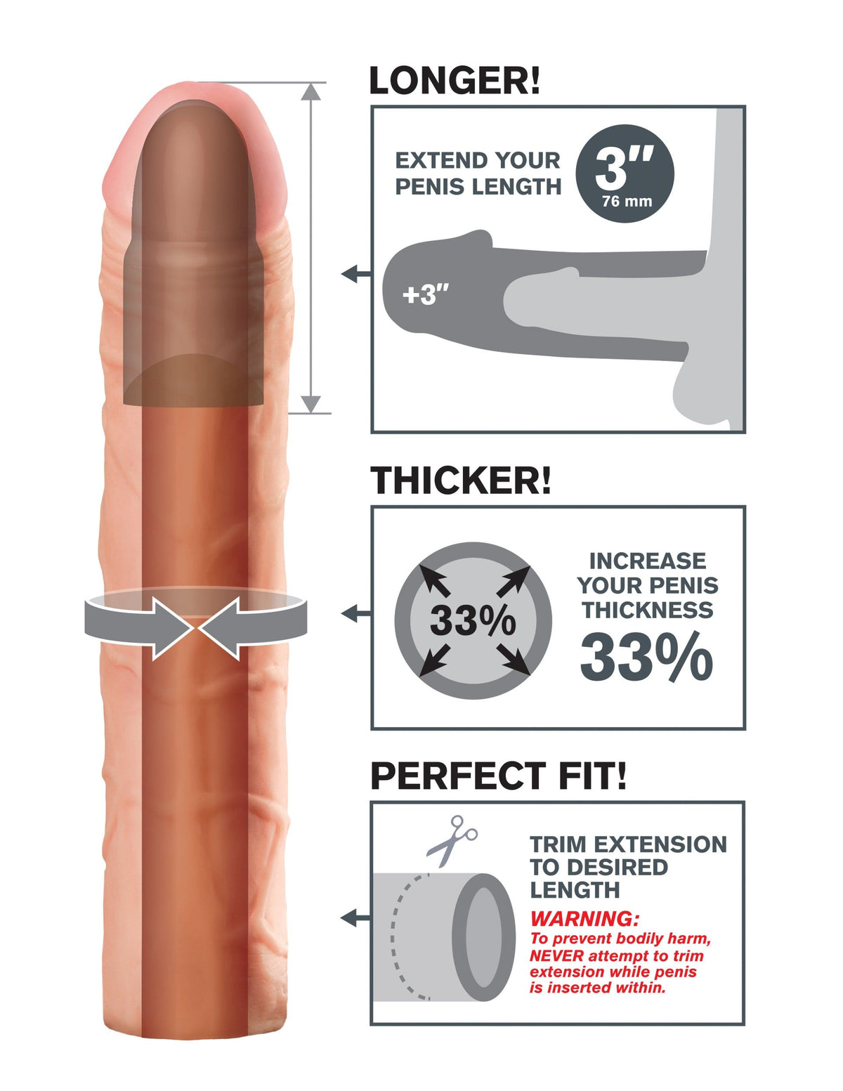 FANTASY X-TENSIONS PERFECT EXTENSION 3IN FLESH - PD411221