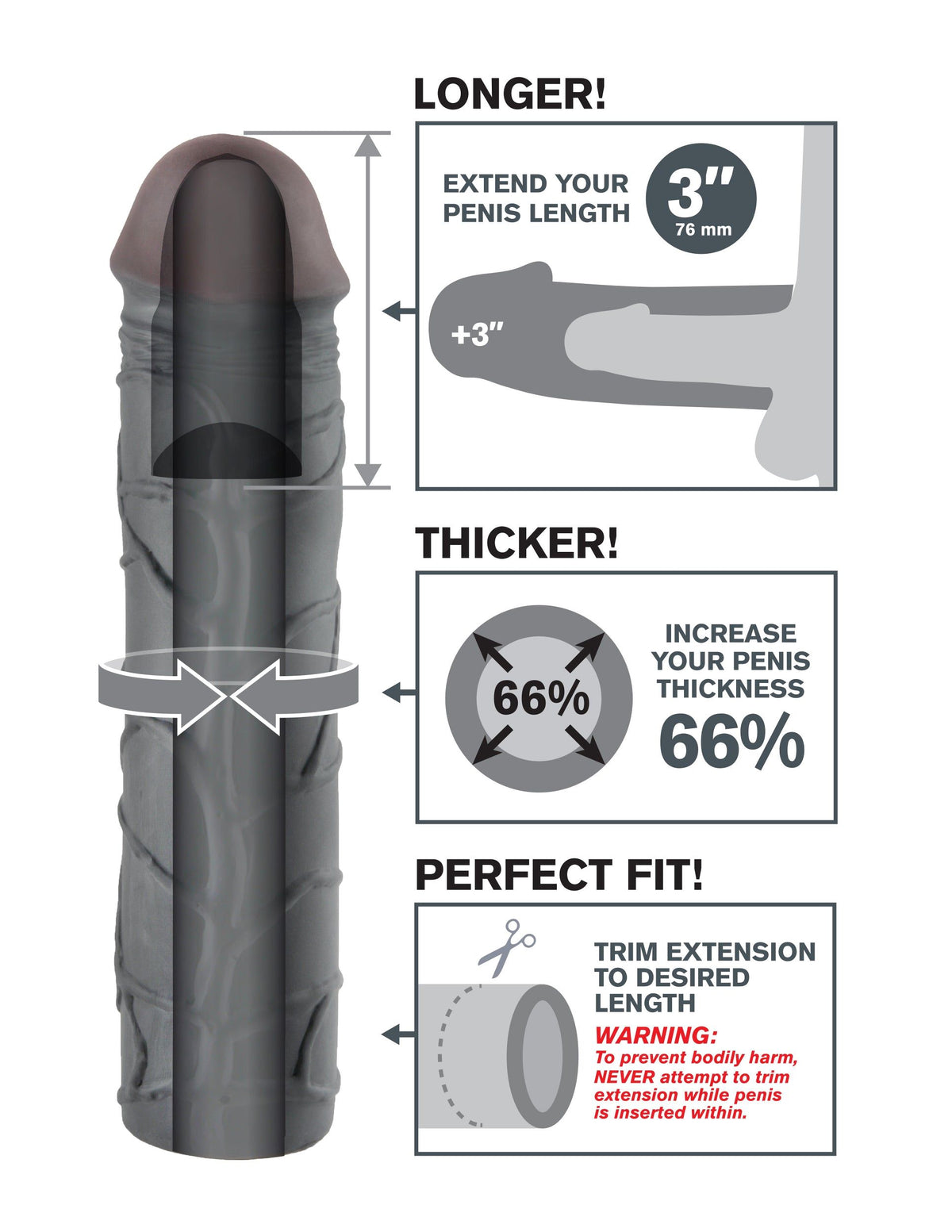 FANTASY X-TENSIONS MEGA EXTENSION 3IN BLACK - PD411523