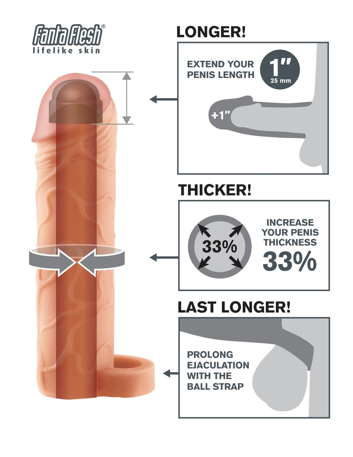 FANTASY X-TENSIONS PERFECT EXTENSION 1IN W/BALL STRAP F - PD411621