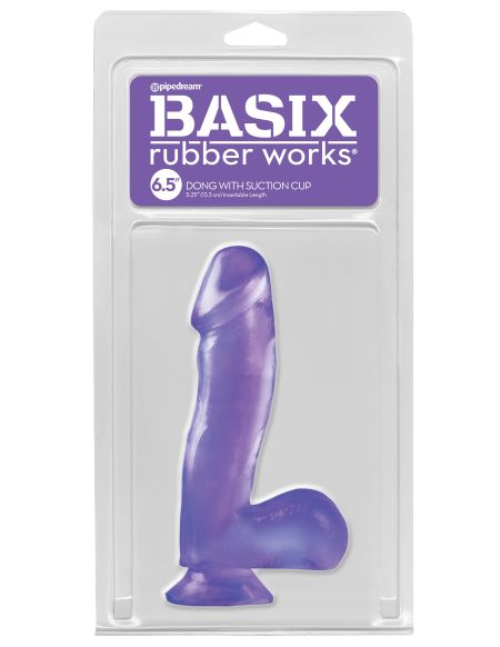 BASIX RUBBER WORKS 6.5IN PURPLE DONG W/SUCTION CUP - PD422012