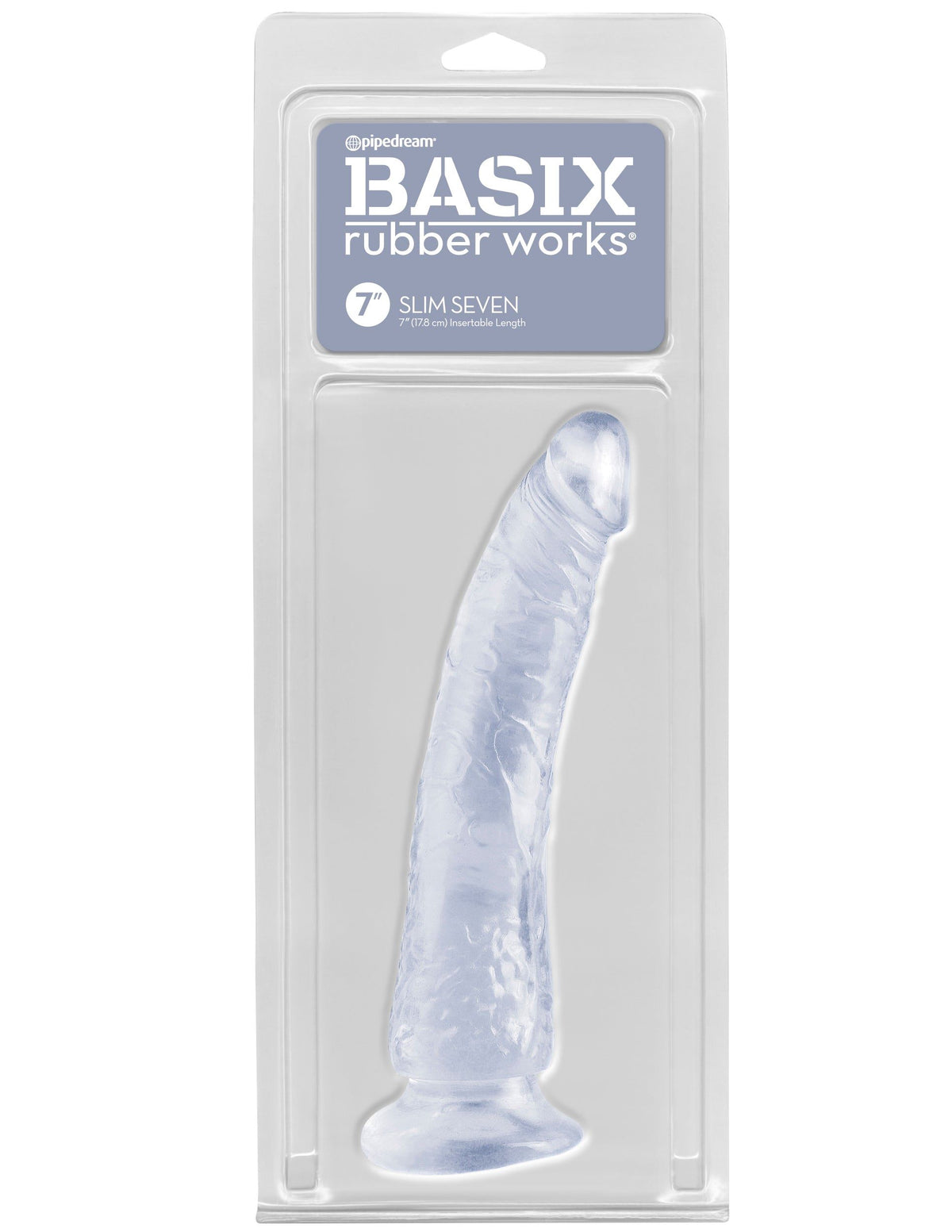 BASIX RUBBER WORKS SLIM DONG 7IN CLEAR W/ SUCTION CUP - PD422320