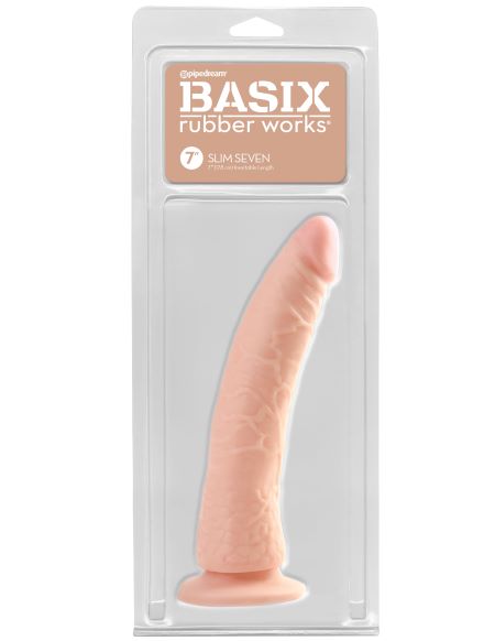BASIX RUBBER WORKS 7IN FLESH SLIM DONG W/ SUCTION CUP - PD422321