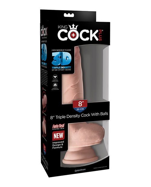KING COCK PLUS 8 IN TRIPLE DENSITY W/ BALLS LIGHT - PD571921