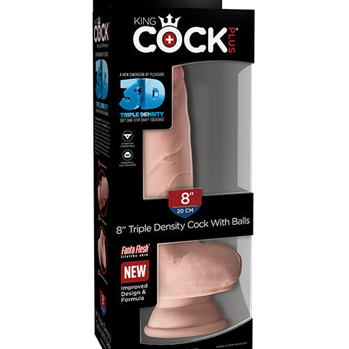 KING COCK PLUS 8 IN TRIPLE DENSITY W/ BALLS LIGHT - PD571921