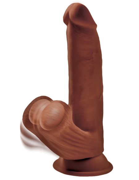 KING COCK PLUS 8 IN TRIPLE DENSITY COCK W/ BALLS BROWN - PD573129