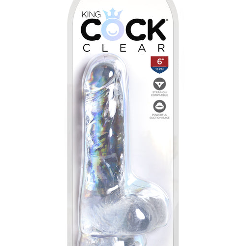 KING COCK CLEAR 6 IN COCK W/ BALLS - PD575220