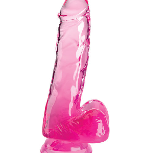 KING COCK CLEAR 6IN W/ BALLS PINK - PD575211