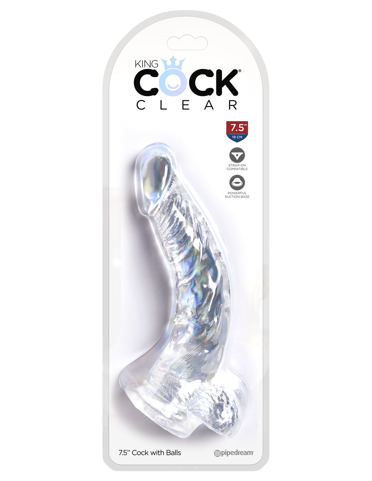 KING COCK CLEAR 7.5 IN COCK W/ BALLS - PD575520